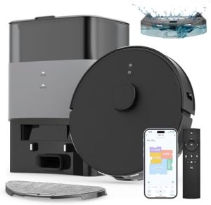 Intelligenter Saugroboter mit Wischfunktion & Absaugstation, LiDAR, 180Min für Teppich & Haustierhaare - Schwarz